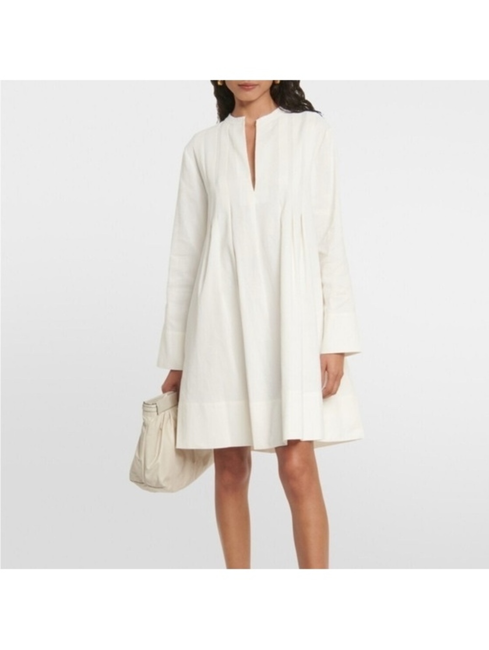 Vince Women's White Pleated Long Sleeve Dress Size 10